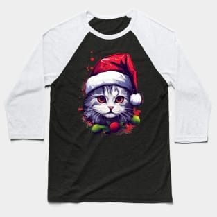 Christmas Cat - Winter Holiday Gift Baseball T-Shirt